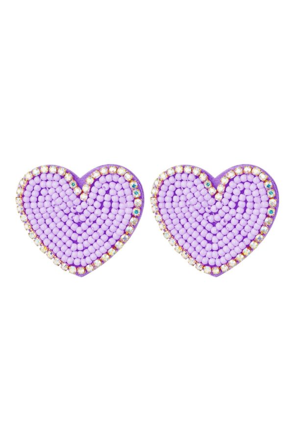 Hearts oorbel strass