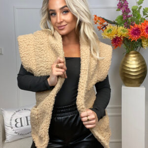 teddy gilet camel